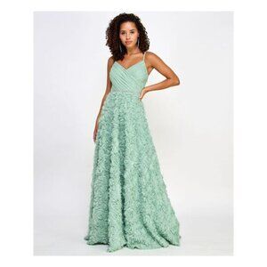 Say Yes to the Prom NWT Junior's 3D Rosette Skirt Shirred Top Gown Dress Sz 1/2